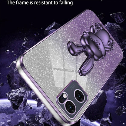 For Oppo Reno7 5G (Global) Case Electroplating PC+TPU Phone Cover with Pull-out Kickstand