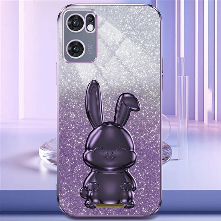 For Oppo Reno7 5G (Global) Case Electroplating PC+TPU Phone Cover with Pull-out Kickstand
