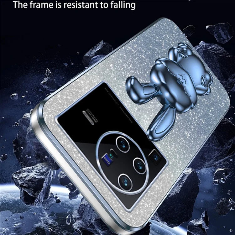 For vivo X80 Pro 5G Cartoon Rabbit Kickstand Cover PC+TPU Cell Phone Cases