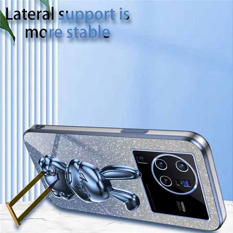 For vivo X80 Pro 5G Cartoon Rabbit Kickstand Cover PC+TPU Cell Phone Cases