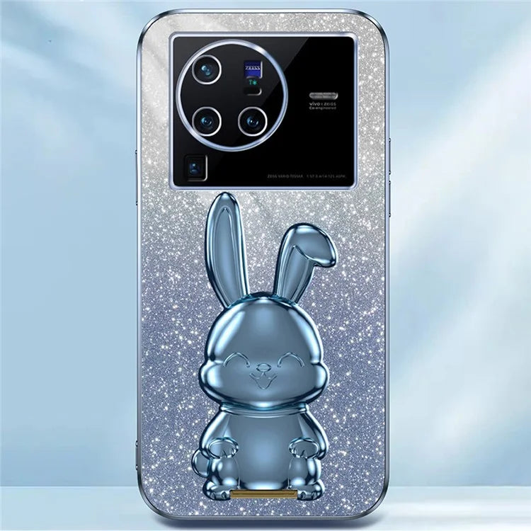 For vivo X80 Pro 5G Cartoon Rabbit Kickstand Cover PC+TPU Cell Phone Cases