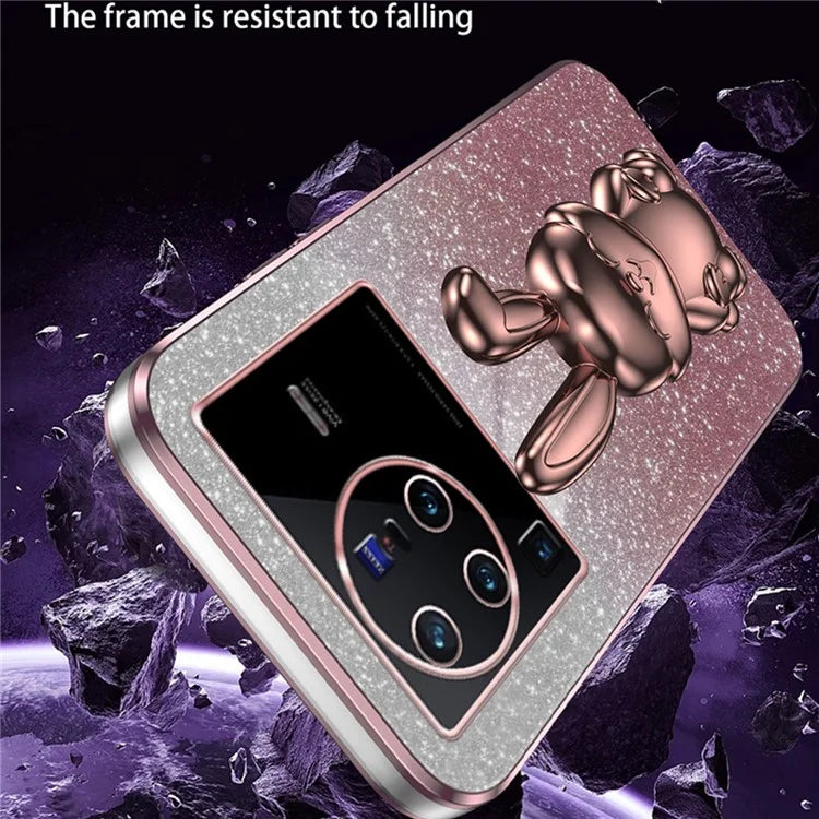 For vivo X80 Pro 5G Cartoon Rabbit Kickstand Cover PC+TPU Cell Phone Cases