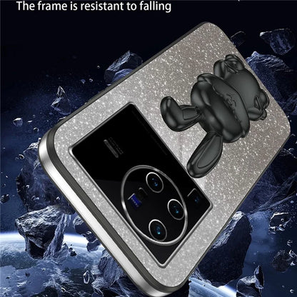 For vivo X80 Pro 5G Cartoon Rabbit Kickstand Cover PC+TPU Cell Phone Cases