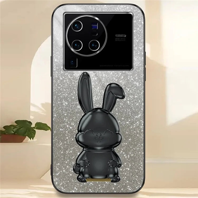 For vivo X80 Pro 5G Cartoon Rabbit Kickstand Cover PC+TPU Cell Phone Cases