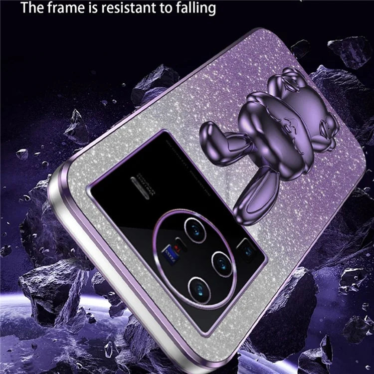 For vivo X80 Pro 5G Cartoon Rabbit Kickstand Cover PC+TPU Cell Phone Cases
