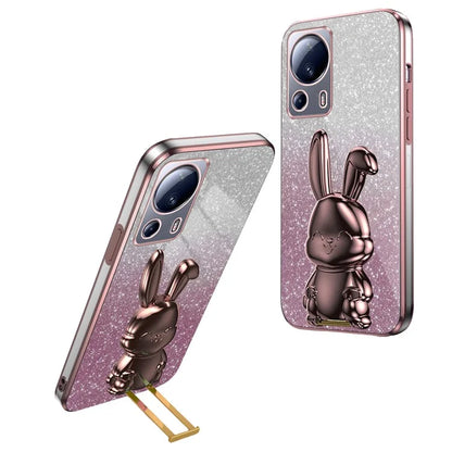 For Xiaomi 13 Lite / Civi 2 5G Case Glitter Rabbit Pull-out Kickstand Phone Cover
