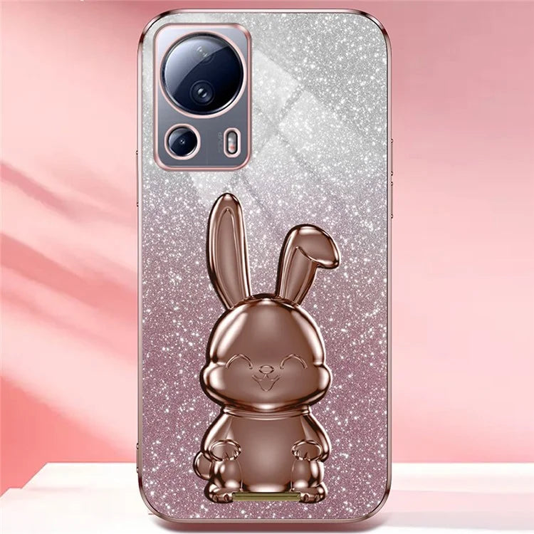 For Xiaomi 13 Lite / Civi 2 5G Case Glitter Rabbit Pull-out Kickstand Phone Cover