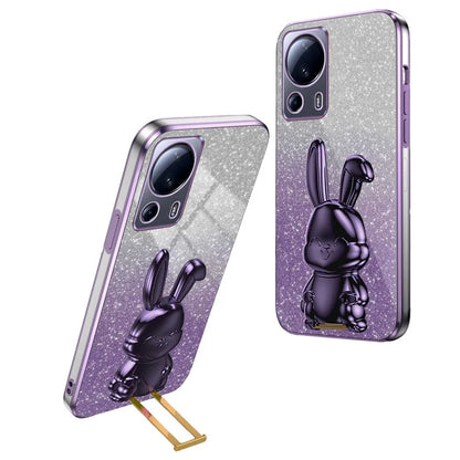 For Xiaomi 13 Lite / Civi 2 5G Case Glitter Rabbit Pull-out Kickstand Phone Cover