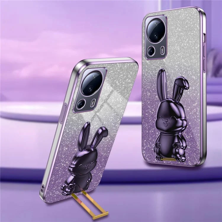 For Xiaomi 13 Lite / Civi 2 5G Case Glitter Rabbit Pull-out Kickstand Phone Cover