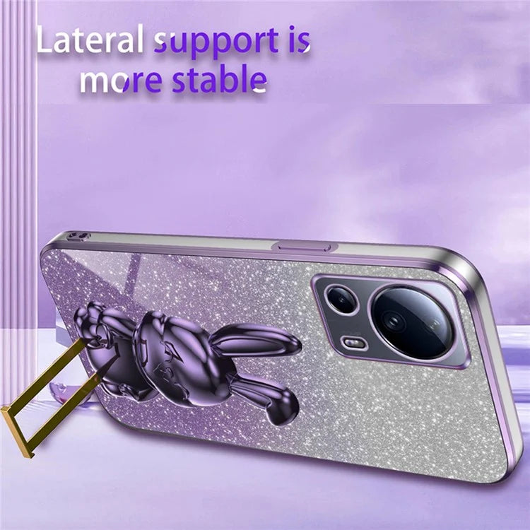 For Xiaomi 13 Lite / Civi 2 5G Case Glitter Rabbit Pull-out Kickstand Phone Cover