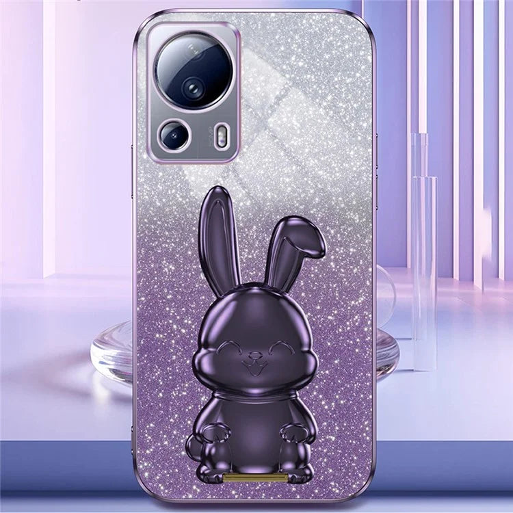 For Xiaomi 13 Lite / Civi 2 5G Case Glitter Rabbit Pull-out Kickstand Phone Cover