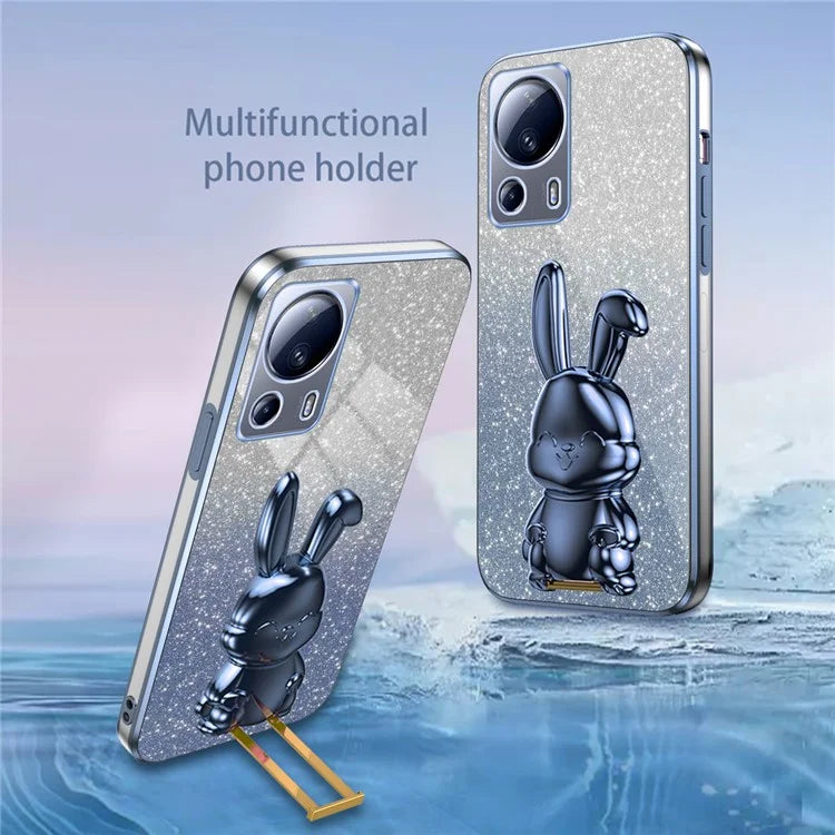 For Xiaomi 13 Lite / Civi 2 5G Case Glitter Rabbit Pull-out Kickstand Phone Cover