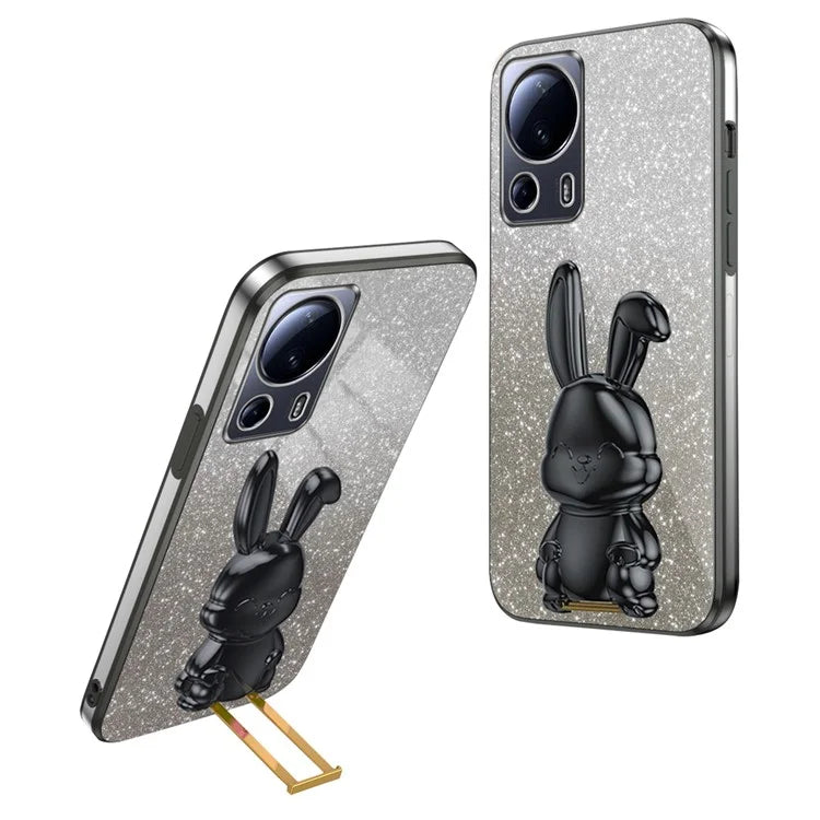 For Xiaomi 13 Lite / Civi 2 5G Case Glitter Rabbit Pull-out Kickstand Phone Cover