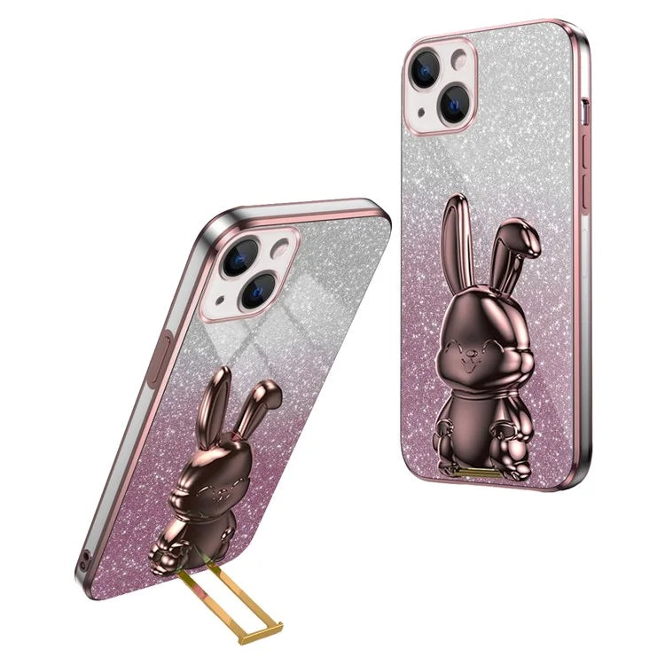 For iPhone 13 mini Kickstand Case Cute Rabbit Protective Phone Shell