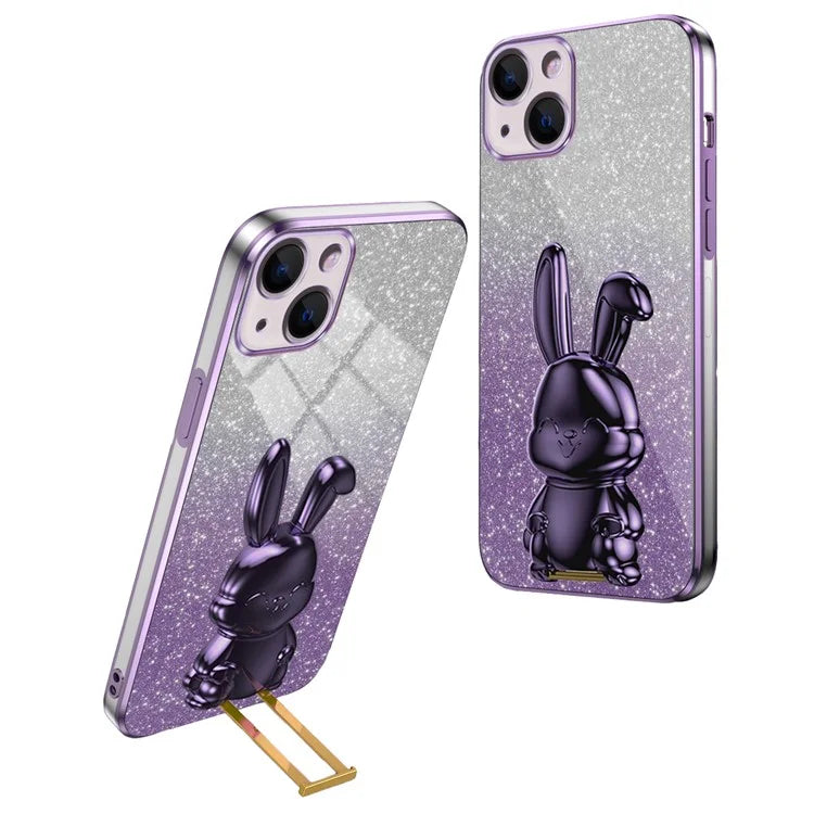 For iPhone 13 mini Kickstand Case Cute Rabbit Protective Phone Shell