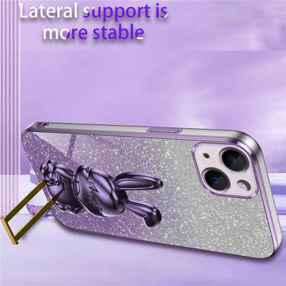 For iPhone 13 mini Kickstand Case Cute Rabbit Protective Phone Shell