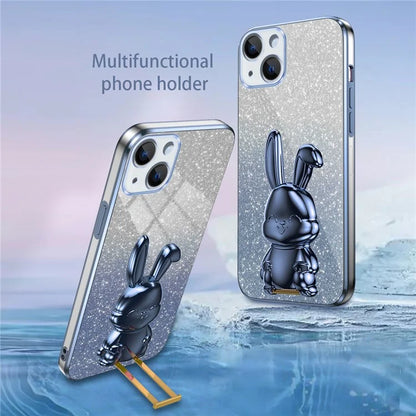 For iPhone 13 mini Kickstand Case Cute Rabbit Protective Phone Shell