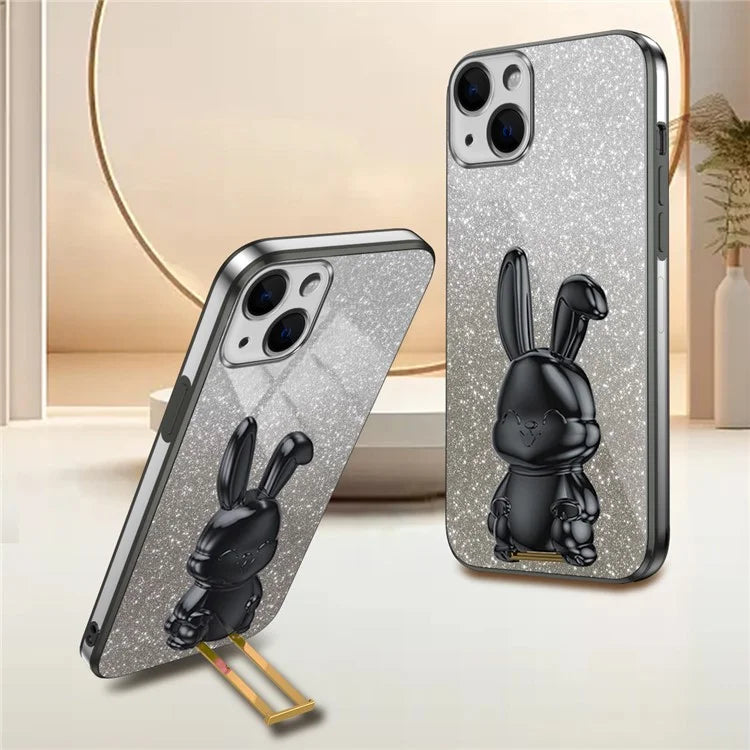 For iPhone 13 mini Kickstand Case Cute Rabbit Protective Phone Shell