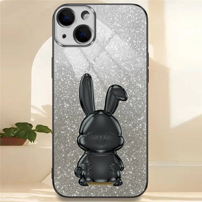 For iPhone 13 mini Kickstand Case Cute Rabbit Protective Phone Shell