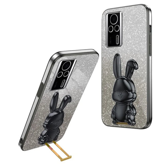 For Xiaomi Redmi K60E 5G Anti-fall Kickstand Case Cute Rabbit Electroplating Phone Shell