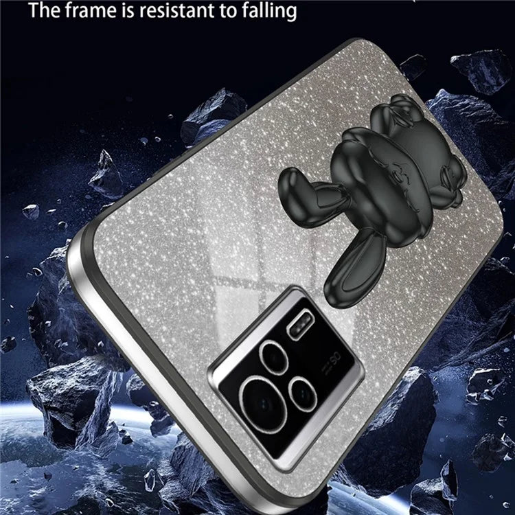 For Xiaomi Redmi K60E 5G Anti-fall Kickstand Case Cute Rabbit Electroplating Phone Shell