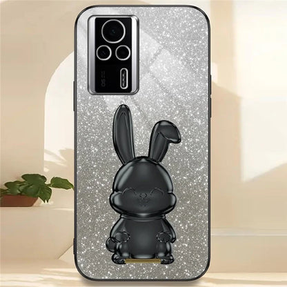 For Xiaomi Redmi K60E 5G Anti-fall Kickstand Case Cute Rabbit Electroplating Phone Shell