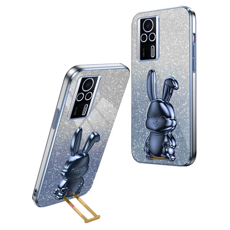 For Xiaomi Redmi K60E 5G Anti-fall Kickstand Case Cute Rabbit Electroplating Phone Shell