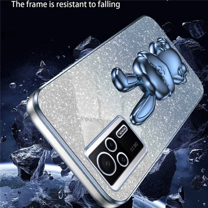 For Xiaomi Redmi K60E 5G Anti-fall Kickstand Case Cute Rabbit Electroplating Phone Shell