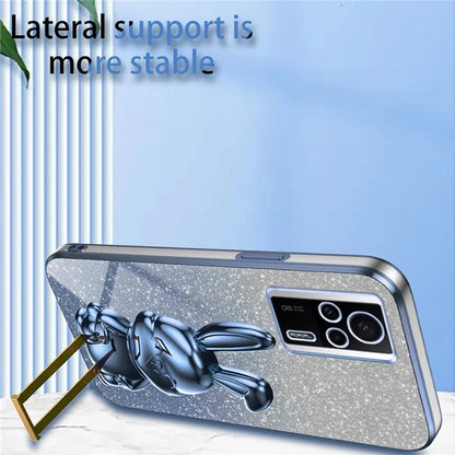 For Xiaomi Redmi K60E 5G Anti-fall Kickstand Case Cute Rabbit Electroplating Phone Shell