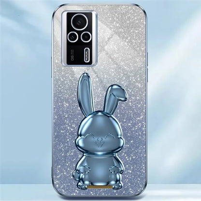 For Xiaomi Redmi K60E 5G Anti-fall Kickstand Case Cute Rabbit Electroplating Phone Shell