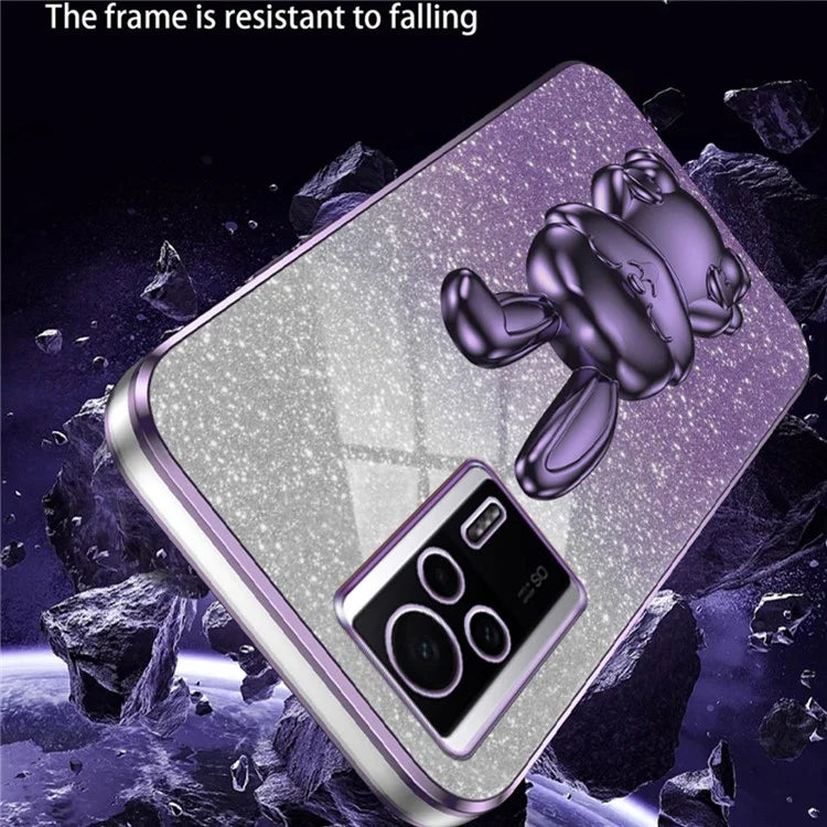 For Xiaomi Redmi K60E 5G Anti-fall Kickstand Case Cute Rabbit Electroplating Phone Shell