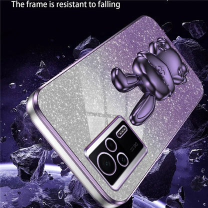 For Xiaomi Redmi K60E 5G Anti-fall Kickstand Case Cute Rabbit Electroplating Phone Shell