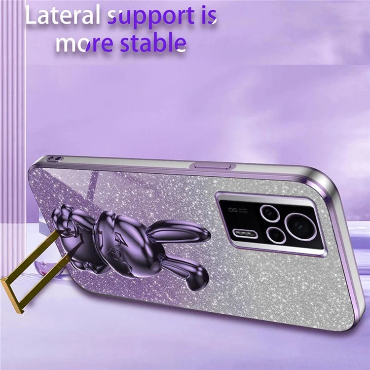 For Xiaomi Redmi K60E 5G Anti-fall Kickstand Case Cute Rabbit Electroplating Phone Shell