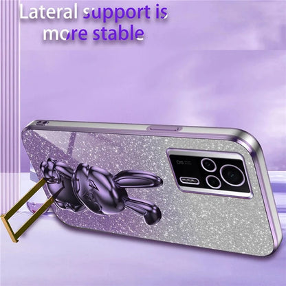 For Xiaomi Redmi K60E 5G Anti-fall Kickstand Case Cute Rabbit Electroplating Phone Shell