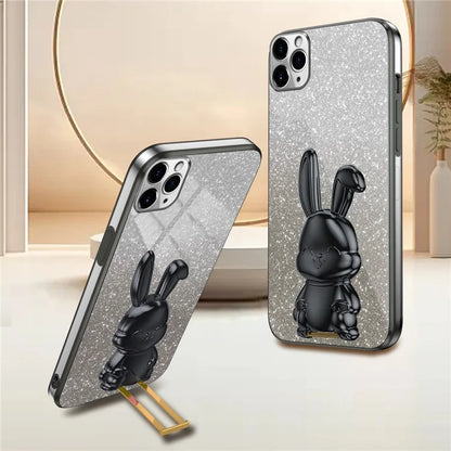 For iPhone 11 Pro Pull-out Kickstand Cartoon Rabbit Protective Case Phone Cover