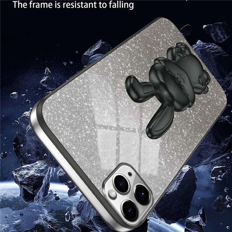 For iPhone 11 Pro Pull-out Kickstand Cartoon Rabbit Protective Case Phone Cover
