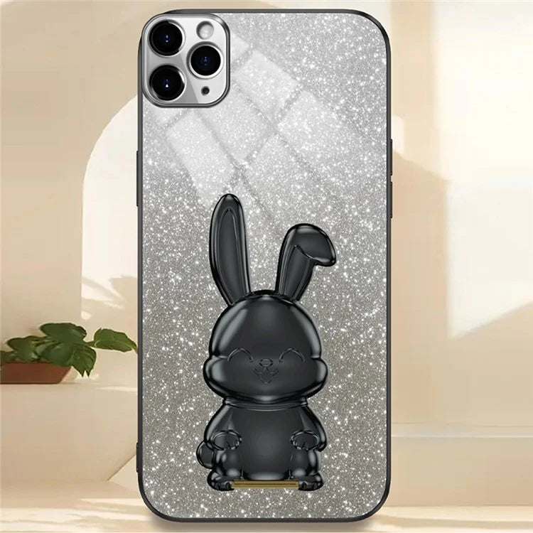 For iPhone 11 Pro Pull-out Kickstand Cartoon Rabbit Protective Case Phone Cover