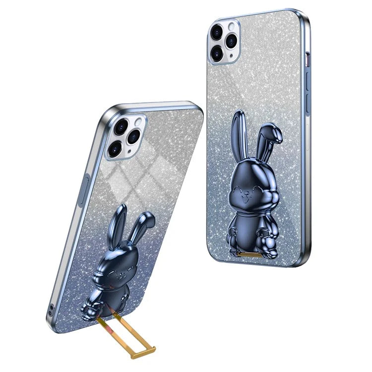 For iPhone 11 Pro Pull-out Kickstand Cartoon Rabbit Protective Case Phone Cover