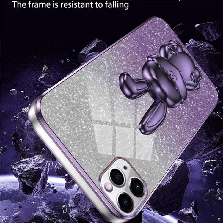 For iPhone 11 Pro Pull-out Kickstand Cartoon Rabbit Protective Case Phone Cover