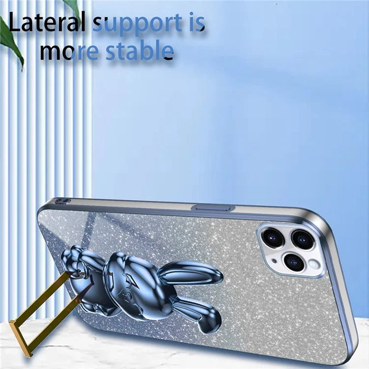 For iPhone 11 Pro Max Cartoon Rabbit Case Pull-out Kickstand Smart Phone Cover