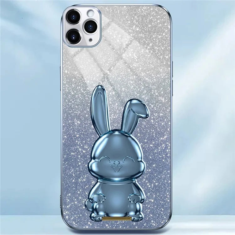 For iPhone 11 Pro Max Cartoon Rabbit Case Pull-out Kickstand Smart Phone Cover