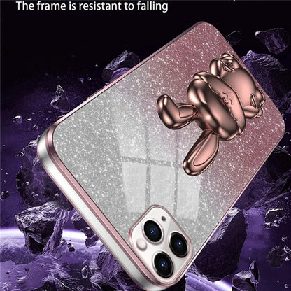 For iPhone 11 Pro Max Cartoon Rabbit Case Pull-out Kickstand Smart Phone Cover