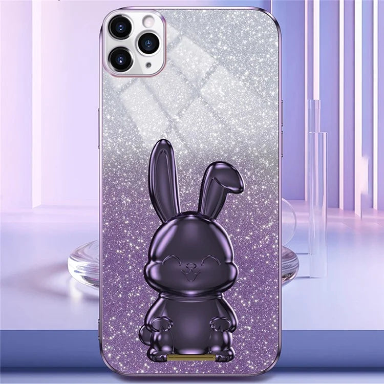 For iPhone 11 Pro Max Cartoon Rabbit Case Pull-out Kickstand Smart Phone Cover