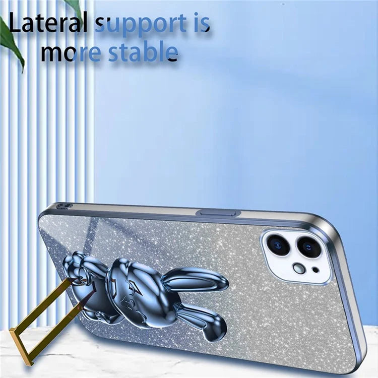 For iPhone 12 mini Glitter Powder Case Pull-out Kickstand Smart Phone Cover
