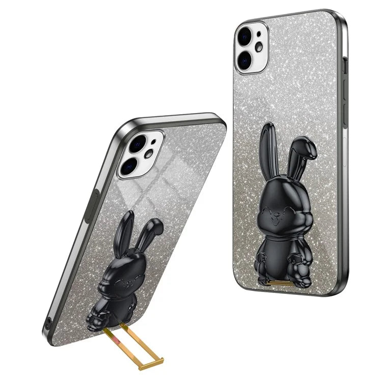 For iPhone 12 mini Glitter Powder Case Pull-out Kickstand Smart Phone Cover