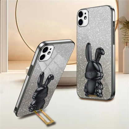 For iPhone 12 mini Glitter Powder Case Pull-out Kickstand Smart Phone Cover