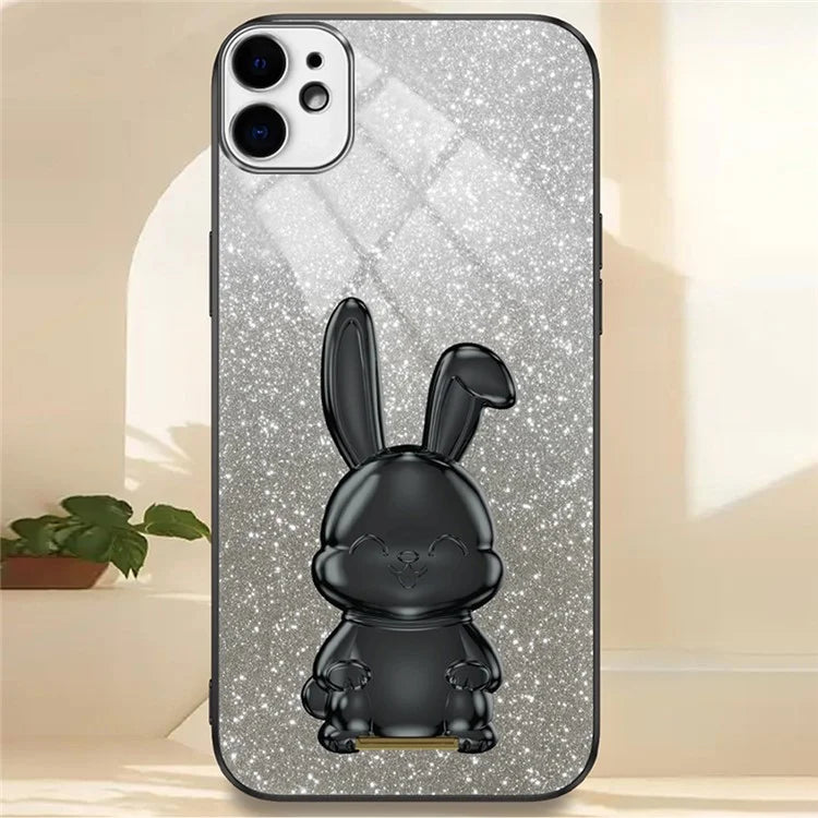 For iPhone 12 mini Glitter Powder Case Pull-out Kickstand Smart Phone Cover
