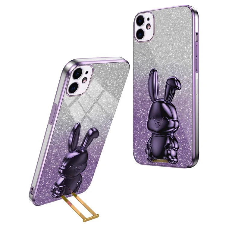 For iPhone 12 mini Glitter Powder Case Pull-out Kickstand Smart Phone Cover