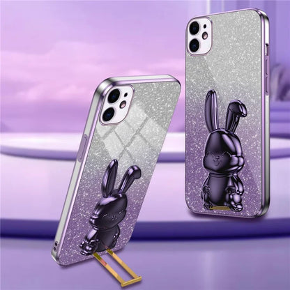 For iPhone 12 mini Glitter Powder Case Pull-out Kickstand Smart Phone Cover