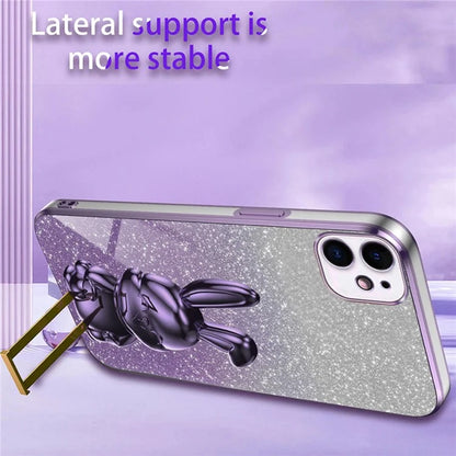 For iPhone 12 mini Glitter Powder Case Pull-out Kickstand Smart Phone Cover